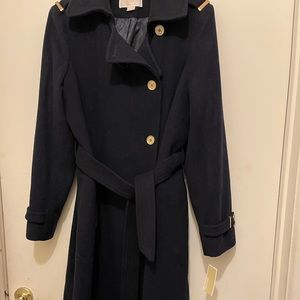 Authenticated MK maxi coat navy blue color
